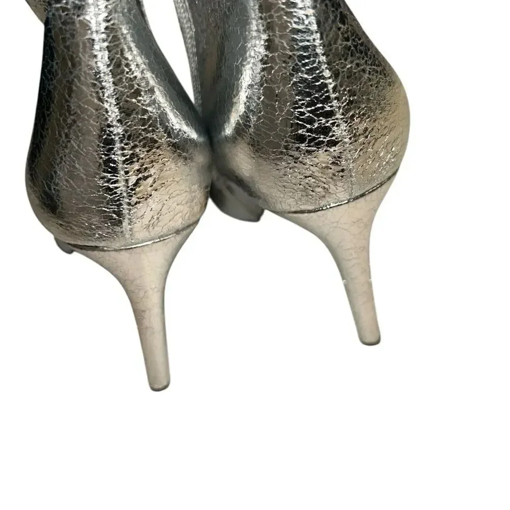 Mia Cracked Silver Metallic Stiletto Heel Dress Boots(Size 7M)